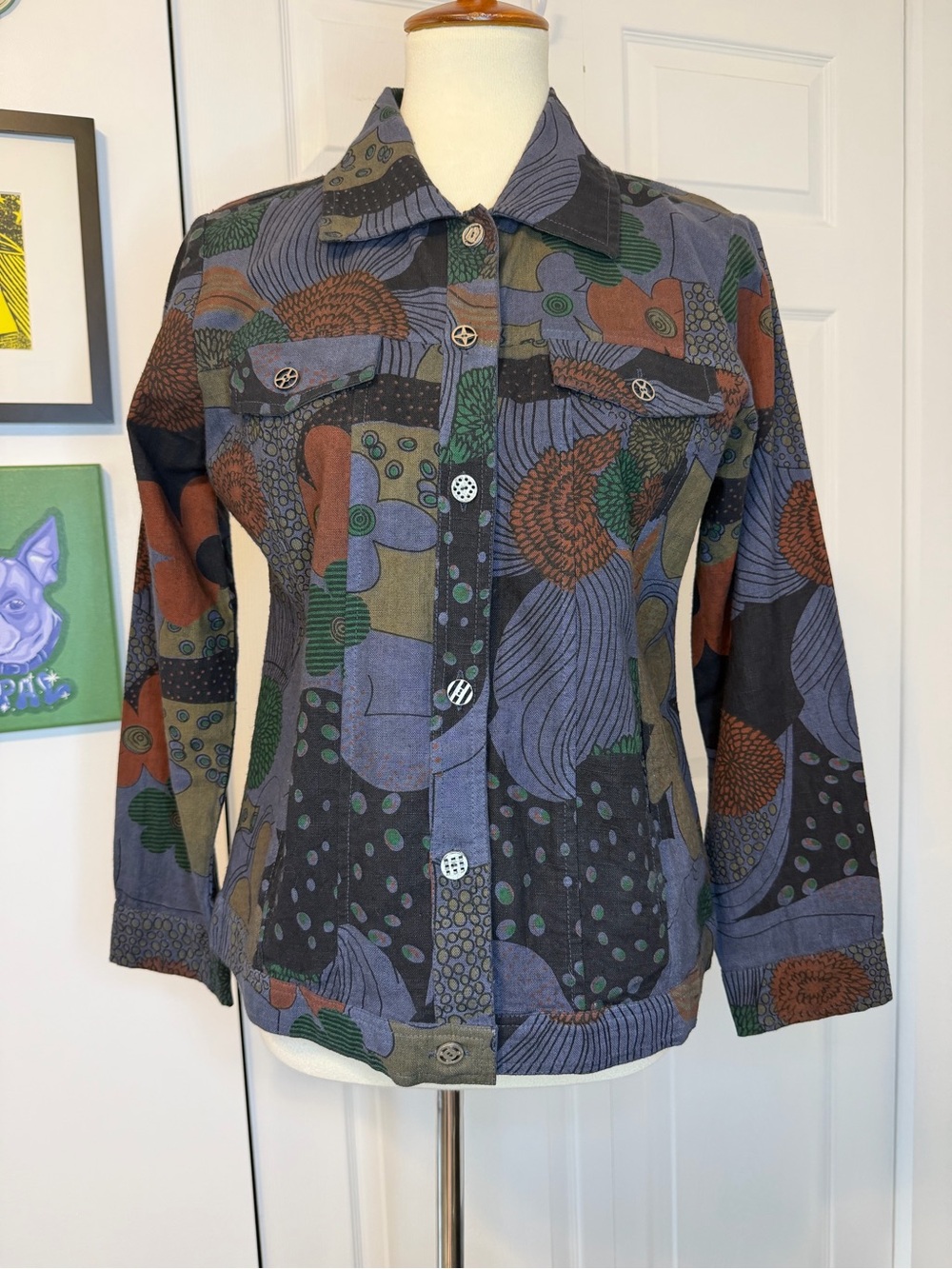 Cotton Parsley and Sage Abstract Jacket- NWOT